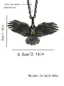 Vintage Bungee Jumping Eagle Pendant Necklace, Men's Fashion Punk Hip Hop Animal Decor Accessory, Holiday Party Gift, Couple Birthday Present - Black - View 7