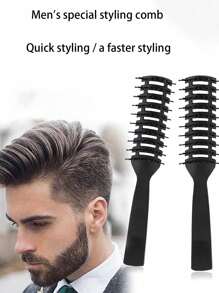 1 szt. męski 9-rzędowy grzebień do stylizacji, puszysty grzebień pomady do szybkiego suszenia, antystatyczna wentylowana szczotka do włosów, szczotka do rozczesywania, odpowiednia do użytku w domu i salonie, uniwersalna stylizacja włosów dla mężczyzn i kobiet o cienkich, kręconych, falowanych, mokrych lub suchych włosach, antystatyczny grzebień z tworzywa ABS w jednolitym kolorze, na każdą porę roku