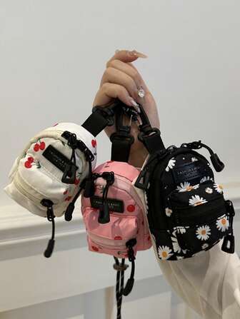 Mini Pouch Small Canvas Coin Purse Wallet, Travel Tactical Bag For AirPods, Earphones, Galaxy Buds, Coins, Keys, Paper Money - Zebra, Leopard, Cow, Cherry, Daisy Print