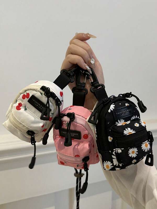 محفظة صغيرة من القماش المصغر للعملات، حقيبة سفر وتكتيكية لسماعات وسماعات الأذن وسماعات Galaxy Buds والعملات والمفاتيح والأوراق النقدية - بطبعات الزيبرا والنمر والبقر والكرز والزهور