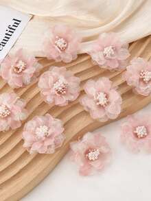 5/15 Pieces, Artificial Ossa Flower Decorated Sock Doll DIY Accessory Fabric Stickers, 7 Colors Of DIY Decals, Suitable For Sewing, Handicrafts, Art, Patchwork, Clothing, Hats, And Bag Decoration - Multicolor - View 9