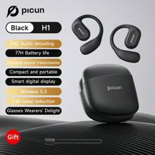 Picun Écouteurs à arceau ouvert Picun H1, écouteurs intra-auriculaires à charge sans fil, réduction du bruit pour les appels, graves puissants, autonomie plus longue, audio surround, contrôle tactile intelligent, confort d'ajustement, pour le sport, la course, le cyclisme, la marche