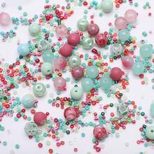 1 paquete de cuentas redondas de cristal de 0,8 cm, cuentas de arroz asimétricas pequeñas, cuentas con tema de peces y estrellas de mar en colores surtidos, aproximadamente 40 g/paquete, para la elaboración de joyas DIY como collares, pulseras y pendientes