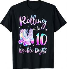 1 Pack Men's T-Shirt de cumpleaños de 10 años, niña, rodando hacia los 10.º dígitos Camiseta de hombre - Negro - Ver 1