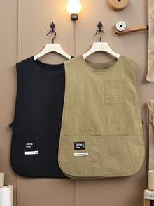 1件/2件创意背心式围裙，可调节扣设计，防污透气，耐磨耐脏，防溅背心式厨房烹饪围裙，适用于咖啡店，理发店，甜品店，奶茶店和餐厅等。因生产批次不同，会略有色差，但不影响使用。介意的请慎拍。