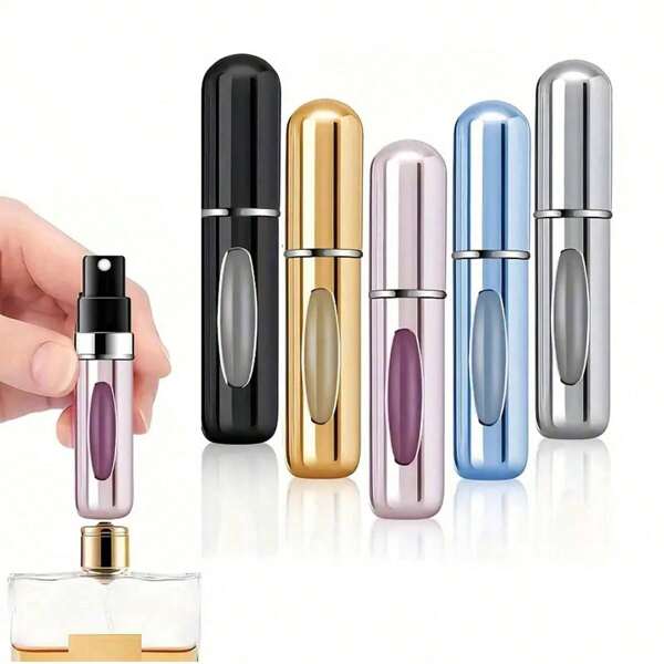 1pc Portable Mini 5ml Refillable Perfume Spray Bottle, Aluminum Perfume Bottle For Travel & Commute, Multi-Functional Pump Cosmetic Spray Bottle