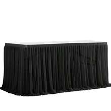 1 件黑色涤纶桌裙，适合 72 英寸/183 厘米矩形桌子，抗皱且易于清洁的荷叶边桌布，适用于生日蛋糕桌面装饰、宴会和婚礼派对、新娘送礼会、各种庆祝活动