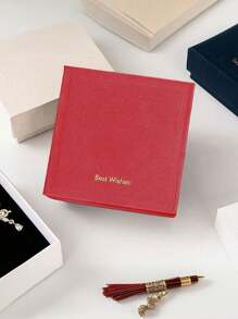 6/1pc, Embossed Letter Jewelry Gift Box, Jewelry Gift Box, Bow Decoration, Square Jewelry Gift Box, Suitable For Packaging Necklaces, Bracelets And Other Accessories Valentine's Day Ribbon Packaging Box, Packaging Box, Wedding Decoration