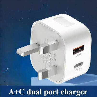 20W USB-C Dual Port Wall Charger, Fast Charging Adapter Compatible With IPhone 17/16/16 Pro/16 Pro Max/15 Plus/14/13/12/11/XR/XS/SE/8/7/6 With Type-C And USB Ports