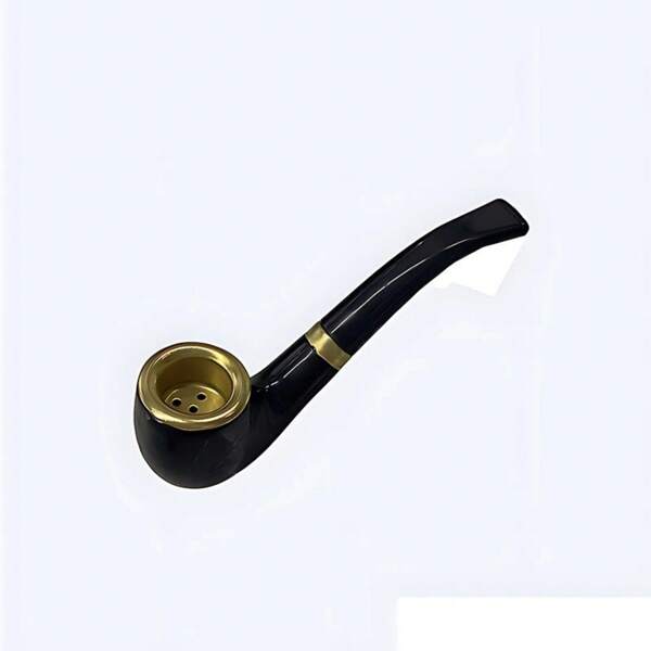 Pipa portátil de resina y cobre miniatura con diseño sencillo y fácil de usar, para hierbas secas y tabaco, ideal para principiantes