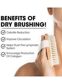 1 pièce Brosse exfoliante en bois pour le corps, Brosse pour le bain, Brosse pour la peau, Brosse pour le séchage des cheveux doux, Brosse pour le corps en silicone exfoliante pour la douche et le brossage à sec, Brosse exfoliante en bois avec des poils doux naturels, Brosse pour le dos, les jambes, les pieds, facile à nettoyer, améliore la circulation et élimine les peaux mortes, un excellent cadeau pour le spa à domicile