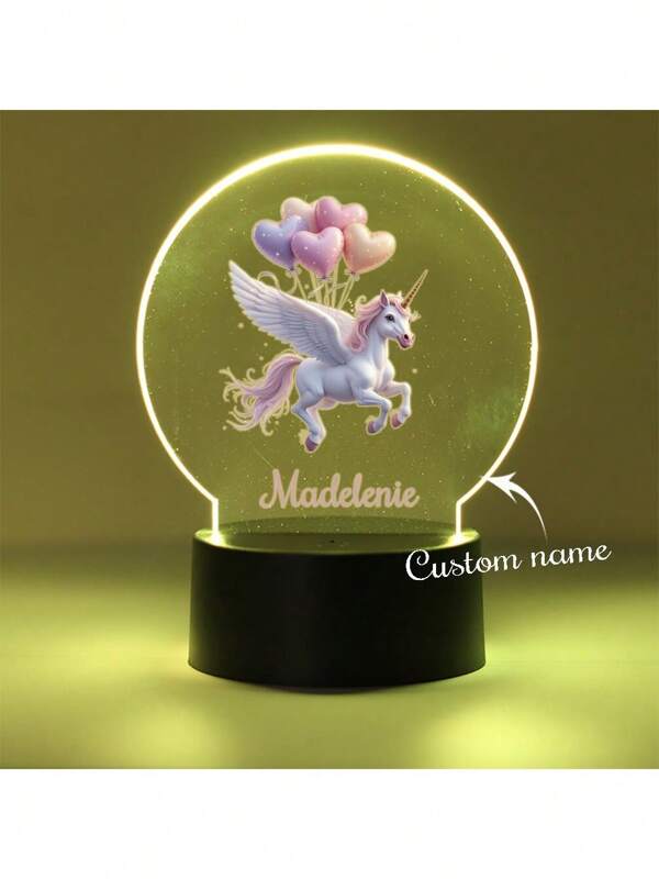 1 Stück, süßes Einhorn Licht Schild, individualisierbar mit Namen, individuelle Party Dekoration, individuell bedrucktes Nachtlicht, Geschenk für Familie, Freunde, individuelle Schlafzimmer Dekoration, 3D Licht Illusion LED Nachtlicht, individuelle Beleuchtung für den Schulanfang