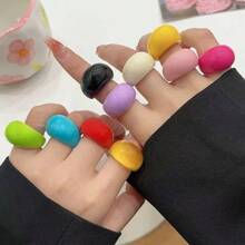 1 pezzo Anello in resina da donna in stile alla moda, versatile, semplice e retrò, di colore gelatinoso, con testa grande e piccola