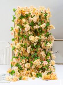 1Pc 8FT Artificial Sakura Hanging Rattan, Fake Sakura Plant Garland, Silk Rattan For Spring And Summer DIY Wedding Arch Tabletop Decoration, Fall Fake Plants, Thanksgiving, Halloween, Christmas, Outdoor Party Backdrop, Room Decoration, Garden Decoration Supplies Home Decor Back To School School Supplies