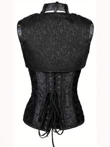 Alivila.Y Fashion Womens Sexy Steampunk Gothic Steel Boned Vintage Corset - 黑色 - 查看 3