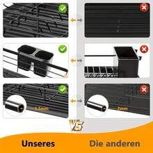 Dish Drainer Rack With Removable Drip Tray - Large Space Saving Kitchen Drying Rack For Plates, Bowls & Cutlery - Rust-Proof Metal Frame With Wooden Handles (BLACK) - Black - View 5