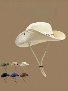 1pc Wide Brim Bucket Hats Men Women Unisex Summer Protection Sun Hat Packable Boonie Cap For Fishing Hiking Gardening Beach