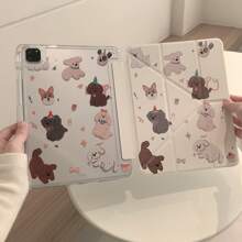 Magnetic Puppy Tablet Protective Case Compatible With IPad, Y-Fold Design With Pencil Slot, Compatible With IPad 2020/2021/2022 Pro 11 Inch, IPad 10th/11th Gen, IPad Air 4/5/6, Smart Sleep/Wake, Double-Sided Pattern, Anti-Bending Anti-Drop