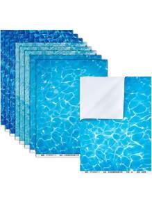 6 Stück Meeresthemen Sammelalbum Papierblock, DIY Welleneffekt Blätter 30 x 21 cm, perlmuttartiger Wassereffekt Folie, Ozeanwellen Sammelalbum Papier Scrapbooking Material, selbstklebende Wasserstruktur Modellboote