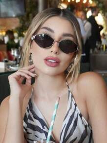 1 pieza Gafas de moda de metal de polígono retro para mujer para verano, playa, vacaciones, exteriores, viajes. de estilo vintage con montura geométrica para usar con atuendos para salir, regreso a la escuela
