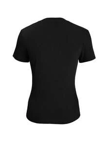 Spring & Summer Women's Round Neck Cute Rejuvenating Bow Pearl Decor Casual Chic Versatile Slim Fit Holiday Date Night Commuter Streetwear Short Sleeve T-Shirt (Bow Is Detachable)