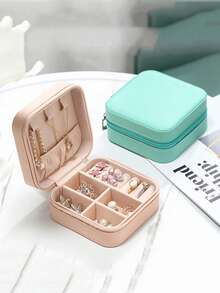 1 Stück Schmuckbox, Make-up Box, Halskette Ring Schmuckaufbewahrung und Organizer, tragbare Schmuck Ohrringbox für Lippenstift, Make-up Pinsel, Lipliner, Lidschattenpalette, Kosmetika, Hautpflege, Stifte, Puderpuff, Kamm, Nagellack, Schmuck, Parfüm, Büromaterial, Elektronik Schulbedarf