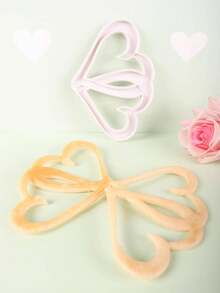 1pc Double Heart Shaped Plastic Cookie Cutter Mold, DIY Baking Tool, - White - View 3