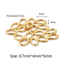 Ahknormailcui Anel elíptico rígido banhado a ouro, 100 peças/lote, de aço inoxidável, com divisão de 0,5 mm/0,6 mm/0,7 mm de espessura, anel pendente oval dourado, conector de anel de salto que pode ser aberto para fazer joias, acessórios faça você mesmo