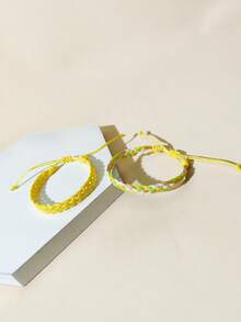 2pcs Bohemian Handmade Braided Rope Bracelet, Unique Heart Design, European And American Style, Great Gift For Mother's Day, Beach, Friends, Lovers - Multicolor - View 6