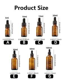 1个5ml-100ml滴管瓶带刻度试剂眼药水琥珀色玻璃香薰液移液器瓶可再填充瓶旅行