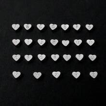 1pc Vintage Fashion Heart Letter Red Crystal Silver Stainless Steel NK Chain Bracelet, Women - Silver - View 4