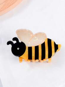 1/2 piezas Pinzas para el cabello con diseño lindo de abeja y animal para adolescentes, pinzas para el cabello de dibujos animados, pinzas para el cabello de acetato - Amarillo - Ver 2