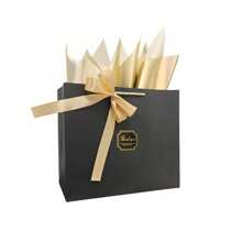 12/30pcs Elegant Minimalist Golden Foil "Thank You" Bowknot Gift Bags, Wedding/Birthday/Christmas/Valentine's Day Party Favor Bags For Family, Friends, Coworkers (Actual Color May Vary)