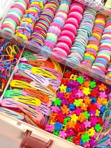 906pcs/Set Girls' Colorful Cute Unicorn Hair Clips & Mixed Multicolor Hair Bands Elastic Hair Ties Hair Accessories Princess Styling Gift For Daily Use - Multicolor - View 7