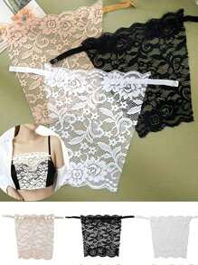 3pcs/1pc(Color Random) Elegant Floral Anti-Glare Bra Pads - Fashionable & Comfortable Lingerie Enhancer, Lace Knitted Padding For Women