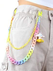 Sanrio 1pc Colorful Double-Layer Waist Chain - Dopamine Style, Cute Character Pendant, Waist Chain Accessory, Suitable For Everyday Wear, Street Decoration