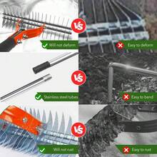 Local Delivery-15" Lawn Dethatcher Rakes,Dead Grass Remover,Manual Dethatching Rake With Adjustable Length Handle,Scarifier Rake,Thatching Rakes For Lawns Grass Loosening Soil,Thatch Rake, - Medium Orange - View 7