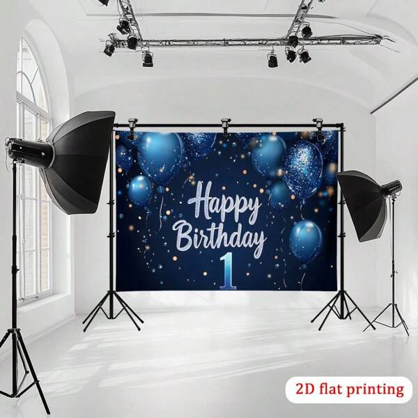 1 Bannière de fond d'anniversaire étincelante et joyeuse - Impression 2D sur polyester réutilisable, adaptée pour l'intérieur et l'extérieur, fond pour diffusion en direct, anniversaire, mariage, cérémonie de remise des diplômes, Noël, Saint-Valentin, Fête des mères, décoration de fête d'anniversaire | Design de festival | Bannières intérieures et extérieures