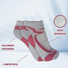 Kit 04 Pairs Women's Short Tube Socks 35 To 37 Cotton Polyester Breathable Fabric - 灰色 - 查看 6