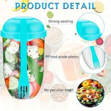 2pack,1000ml/33.8oz, Salad Cup, Salad Shaker, Plastic Healthy Salad Container (With Fork), Salad Dressing Rack, Picnic Lunch Breakfast Salad Cup, Kitchen Supplies, Kitchen Gadgets, Back To School Supplies 1000ml/33.8oz