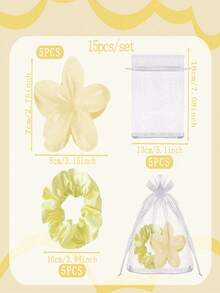 3 件/15 件/套新娘送礼会礼物、伴娘发带求婚礼物，包括花爪夹、缎面发带、欧根纱袋，适用于婚礼、求婚、生日、单身派对和周年纪念礼物 - 彩色 - 查看 13