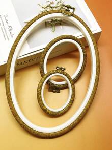 优雅椭圆形绣花箍，深棕色仿复古画框，适用于艺术缝纫、工艺品、绗缝、家居装饰悬挂