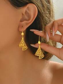 1 对 18K 镀金经典百搭通勤优雅精致几何吊坠耳环女士 - B - 查看 2