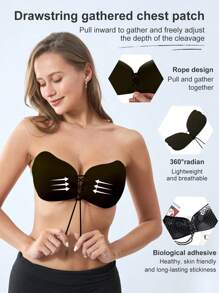 1pc Women Self-Adhesive Silicone Bra, Adjustable Push-Up Invisible Bra Tapes, Bra Accessories, Cooling Innerwear For Summer, Cleavage Support Bustier Tape For Evening Gowns