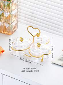 1pc Heart-Shaped Compartment Tray, Fruit Bowl, Candy/Snack/Dessert Plate, Serving Dish For Home/Living Room, Modern Melon Seeds/Dried Fruit Storage Box