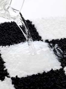 1 PIEZA - Alfombra de baño con diseño de tablero de ajedrez, alfombra de piso suave y aterciopelada, con base antideslizante, absorbente y cómoda para la ducha, lavable a máquina, para lavabo, dormitorio, baño, decoración del hogar, alfombra para la habitación, accesorios de baño, de vuelta al colegio