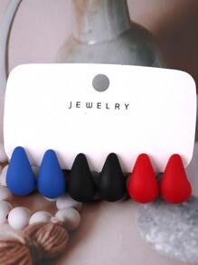 Vibrant Color Bomb! Water Drop Shaped Stud Earrings, Multi-Color Options, Brighten Up Your Outfit!