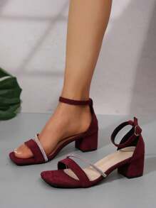 Sandálias de Salto Alto com Uma Alça e Fivela, Estilo Simples para o Verão, Adequadas para Meninas Adolescentes, Estilo Escolar, Sapatos de Dança