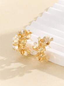 1 par de pendientes de aro con decoración de flor de moda para mujeres, para decoración diaria, San Valentín, mamá, madre, Día de la Madre, regalo