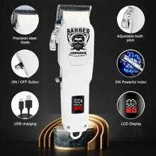 LARGNER LARGNER Set de 3 piezas para hombre: Recortadora y maquinilla de afeitar profesional dorada - Kit de corte de pelo recargable por USB con pantalla LCD, que incluye maquinilla eléctrica, recortadora de cuchilla en T, 8 peines guía, 3 cables USB, 1 cepillo de limpieza y peine - Regalo ideal